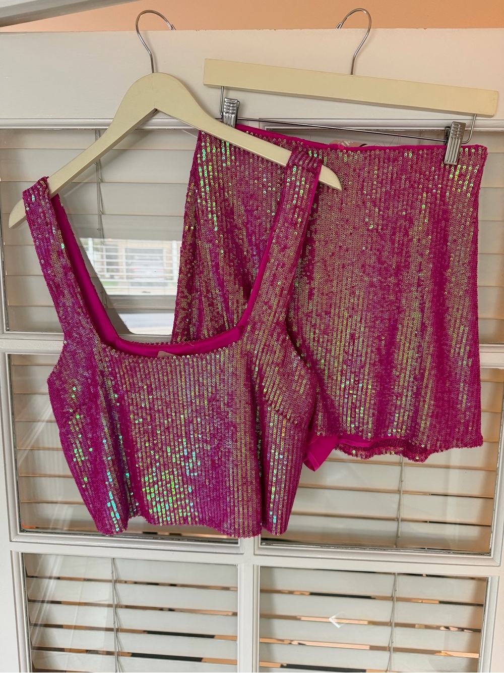 Show Me Your Mumu Women’s Hot Pink Sequin Tank & Mini Skort Set